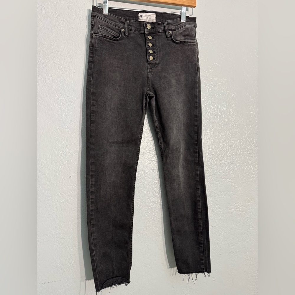 Free People Charcoal High Rise Denim Jeans